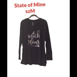 State of Mine "Witch Please" Black T Shirt Top Sz M EUC Goth Gothic Dark Cute